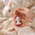Porte-clef Lapin Bélier Blanc