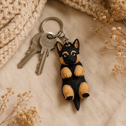 Porte-clef Berger Allemand imprimé en 3D par Minelys, figurine décorative pour trousseau de clefs (vue supplémentaire)
