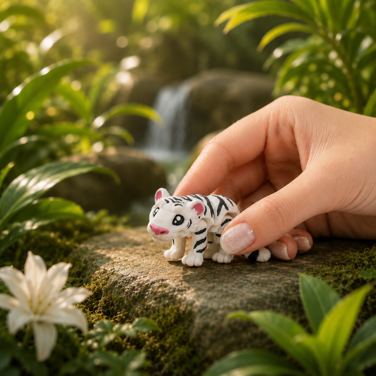 Tigre Blanc Fidget — fidget articulé sensoriel imprimé en 3D par Minelys, jouet anti-stress pour enfants, TDAH/TSA et adultes (vue supplémentaire)