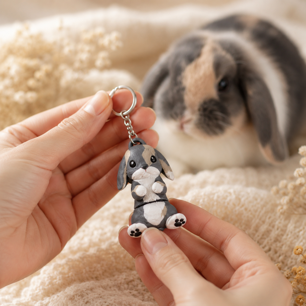 Porte-clef Lapin Bélier Tricolore