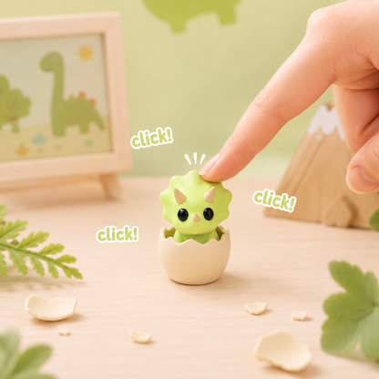 Mini dino oeuf Clicker — clicker fidget sensoriel imprimé en 3D par Minelys, jouet anti-stress (vue supplémentaire)