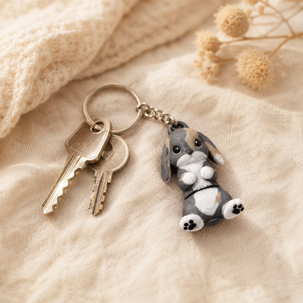 Porte-clef Lapin Bélier Tricolore