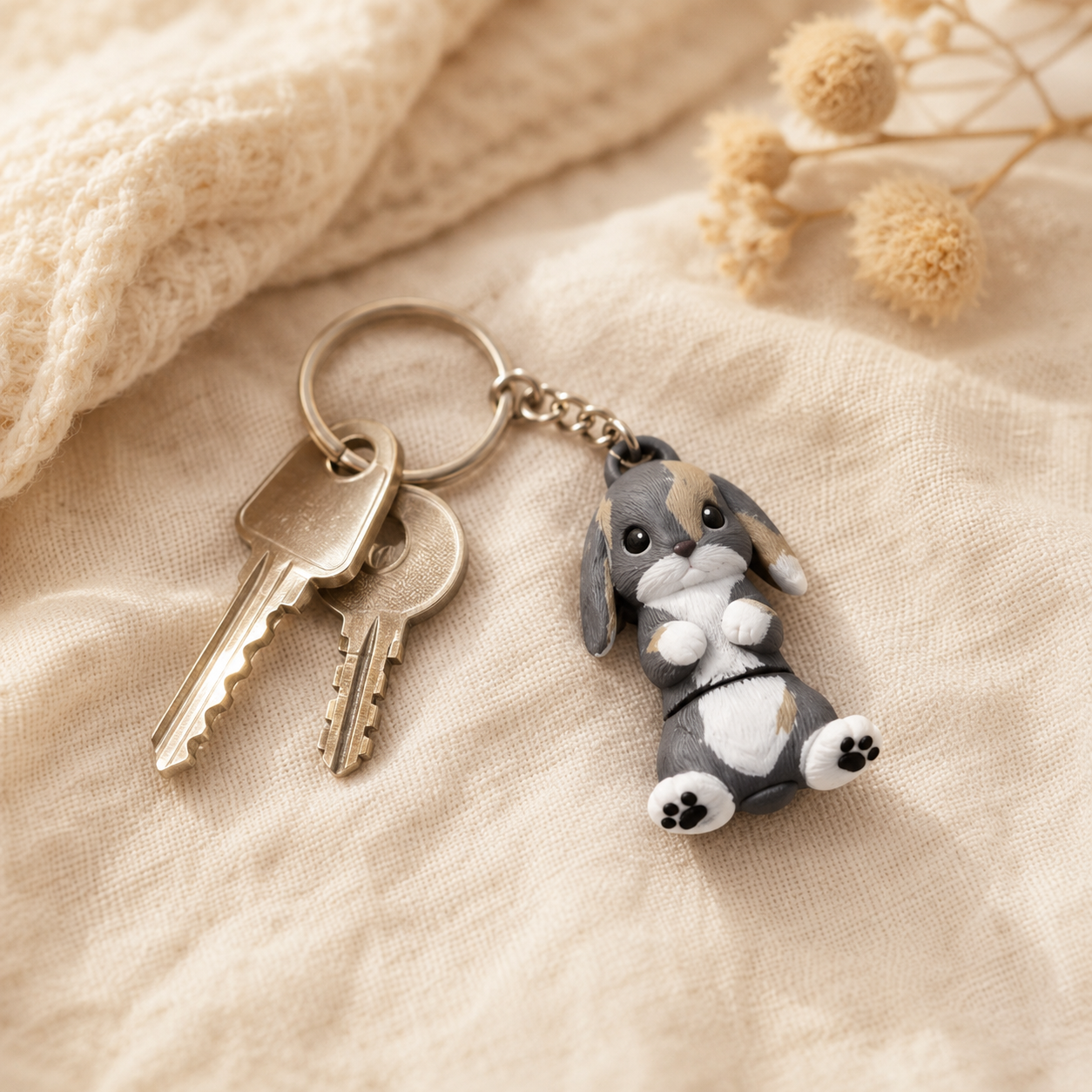 Porte-clef Lapin Bélier Tricolore
