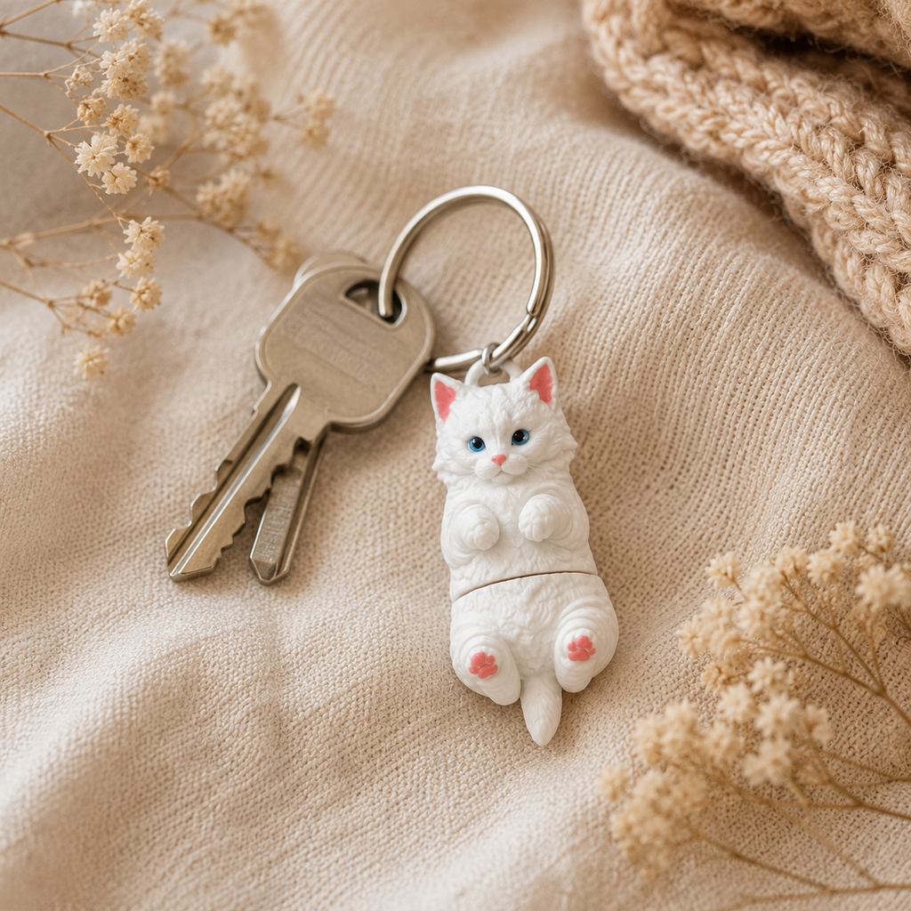 Porte-clef Chat Blanc