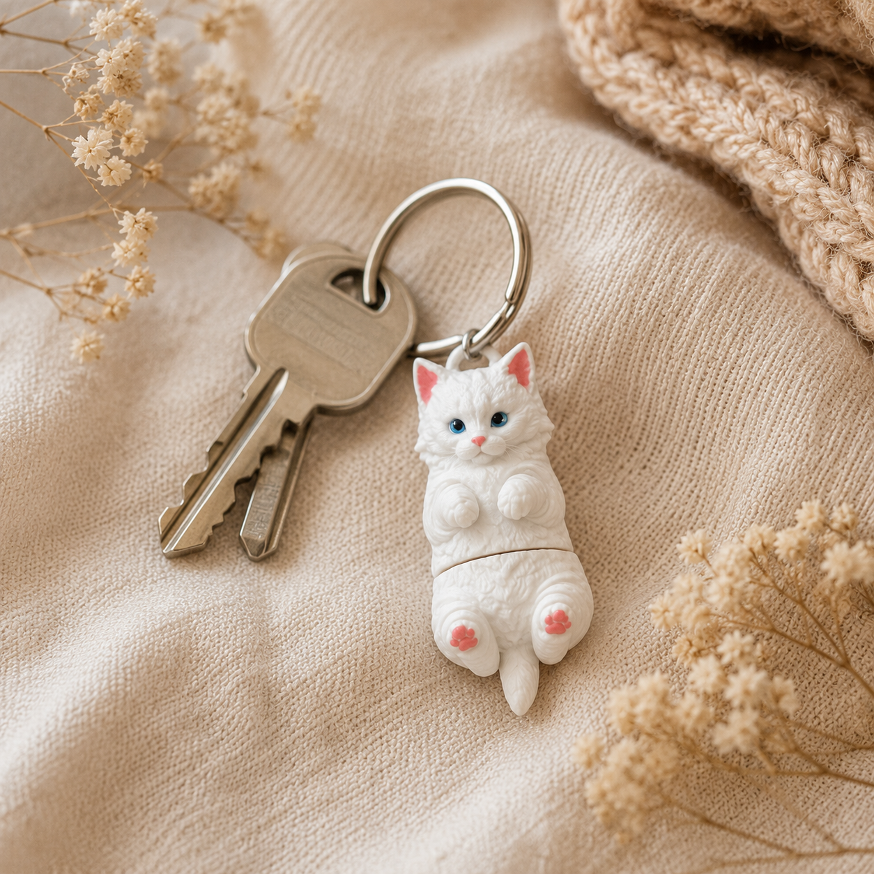 Porte-clef Chat Blanc